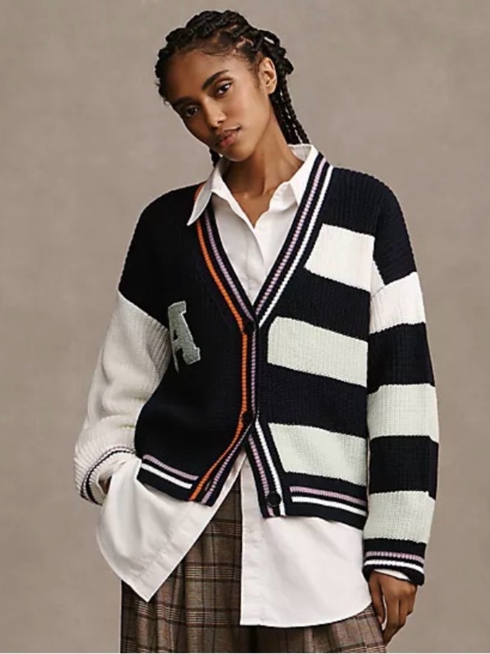Daily Practice by Anthropologie Letter Varsity Cardigan, Size L